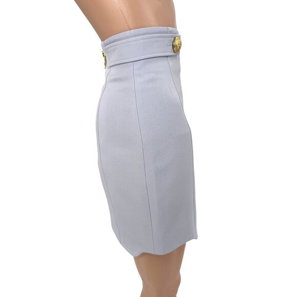 Balmain Mini Skirt Wool Lilac Gold Buttons FR34 US2 NWT - Picture 5 of 9